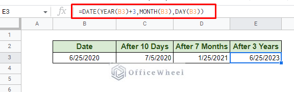 adding 3 years to a date